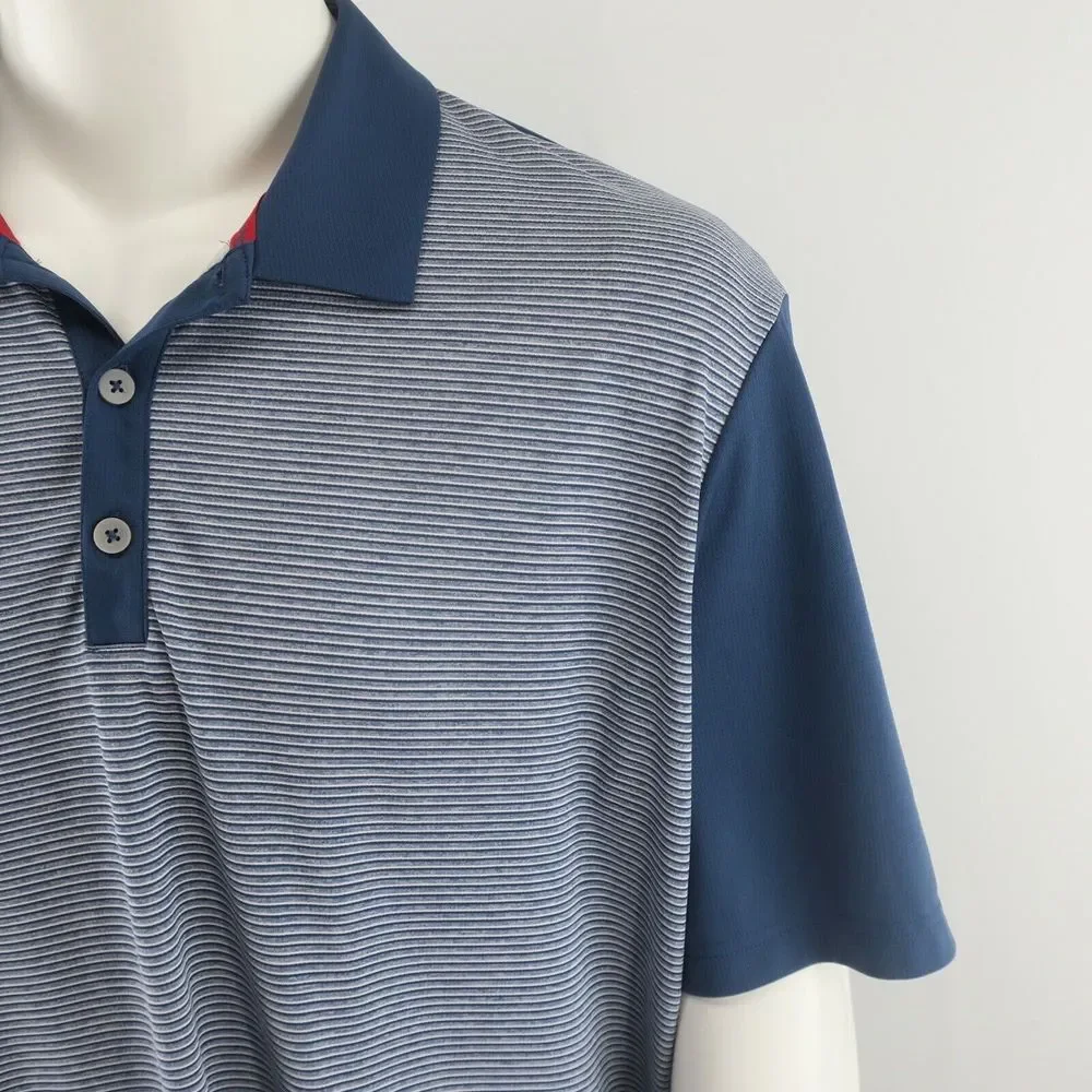 Adidas USA‎ Golf Climachill Golf Polo Shirt Mens XL Blue Striped